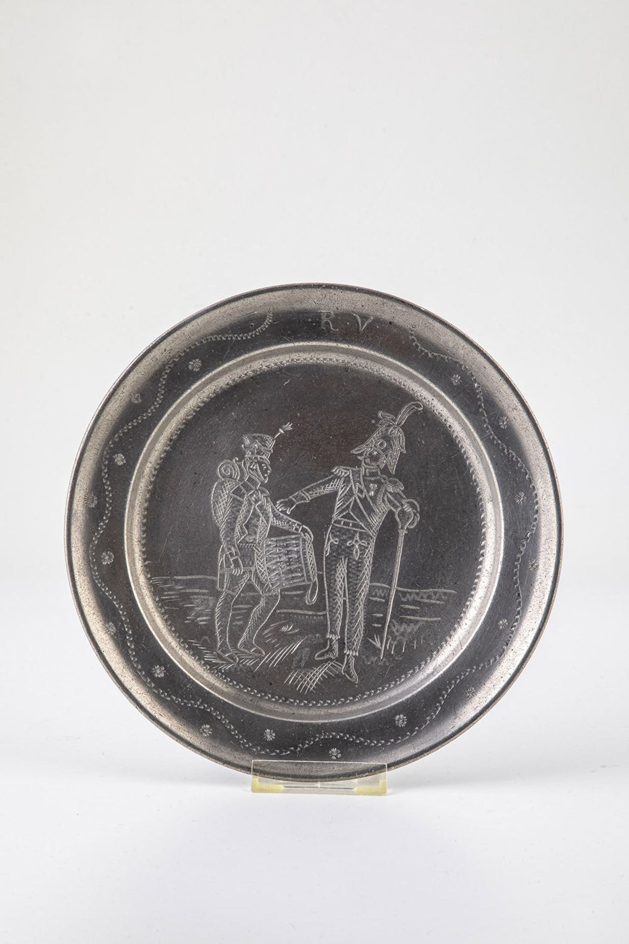 Plate and three plates from pewter