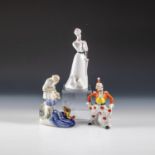 Clown, Fischer und Dame mit Hund