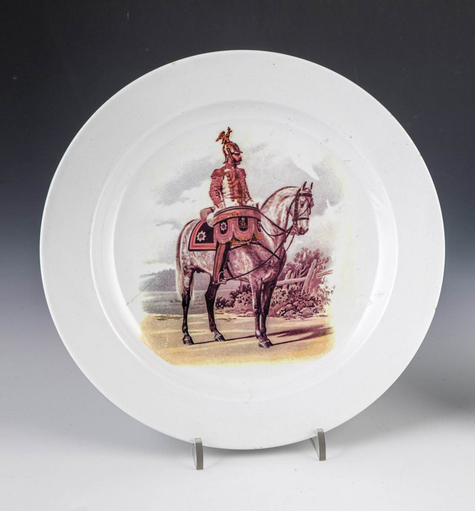Ceramic plate with the equestrian portrait of Alexander II.