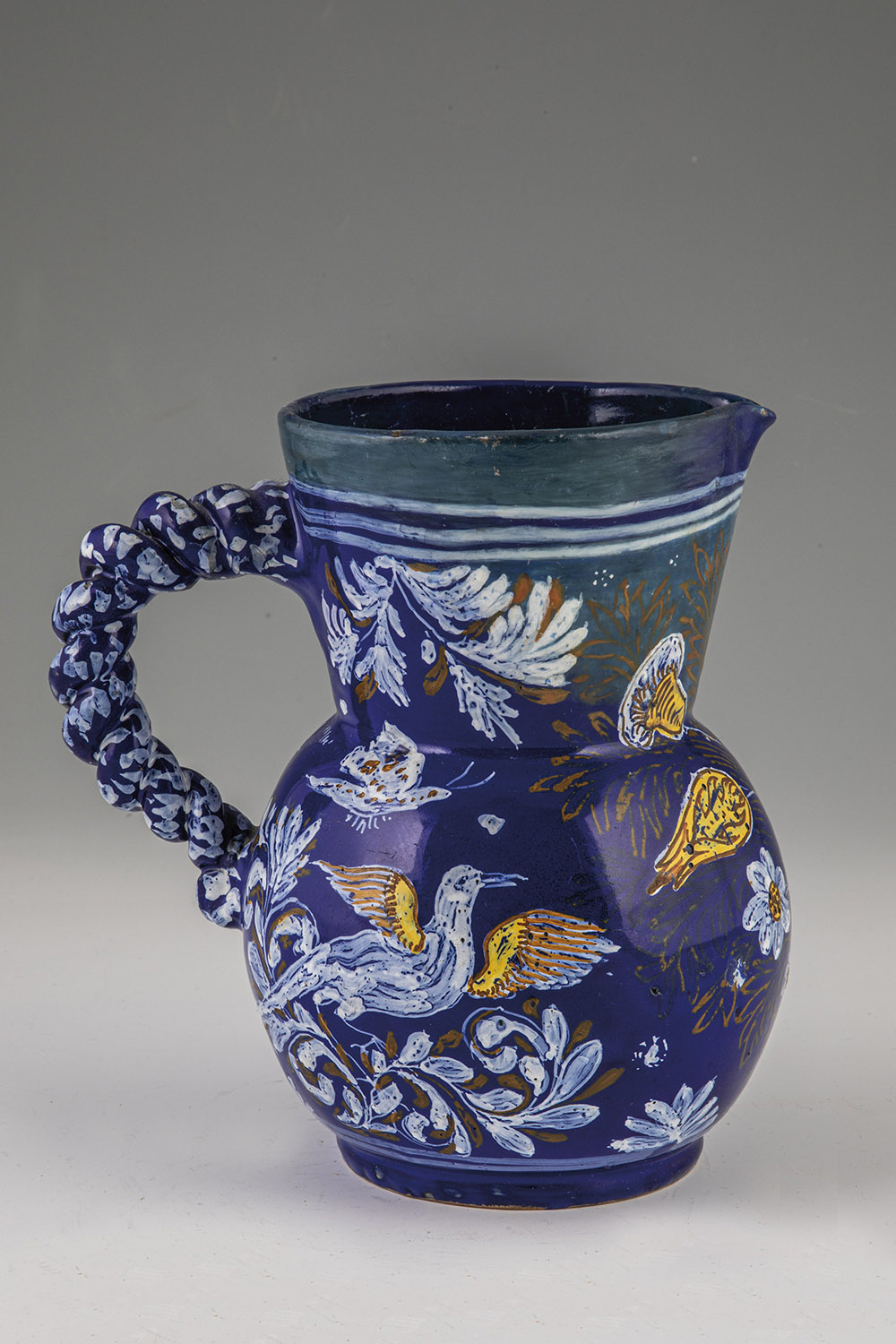 Rare jug with handle with birds and insects - Image 3 of 3