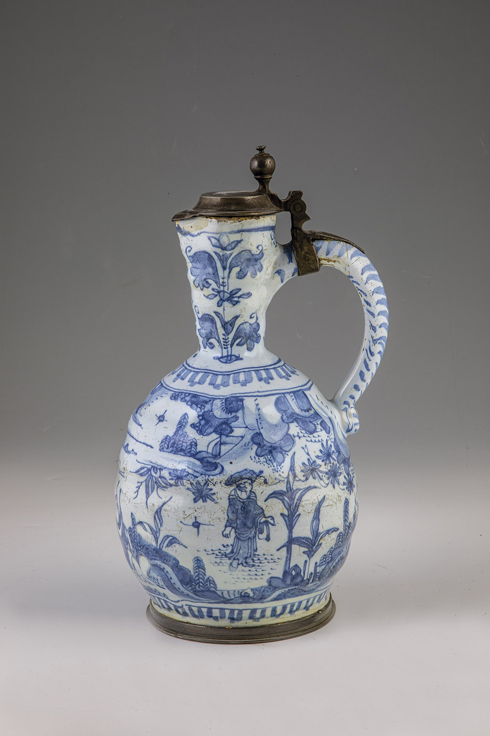 Narrow neck jug with chinoiserie