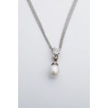 Neglige-Collier mit Diamanten und Perle