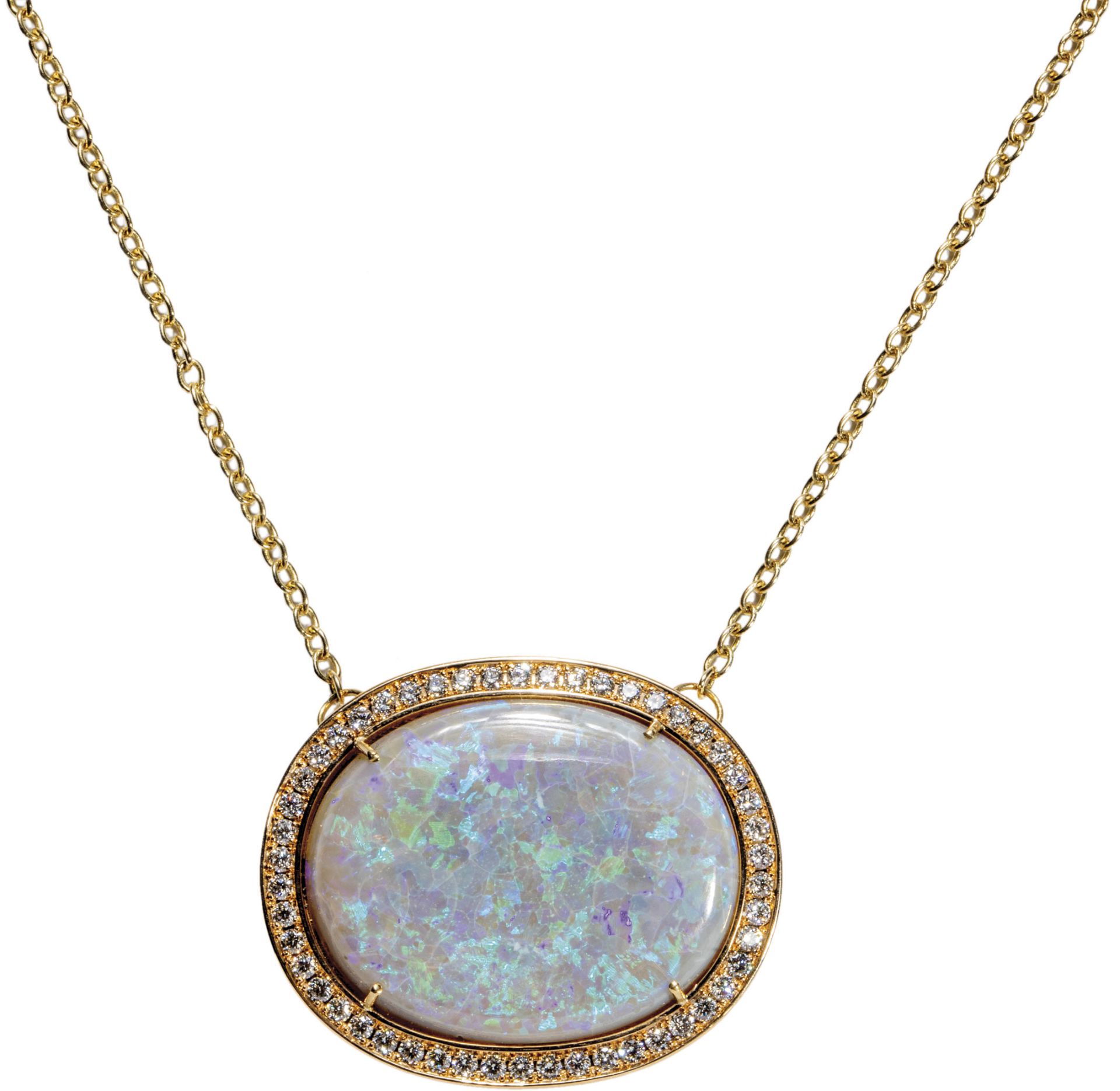 Opal necklace with diamonds. Please note that this object is taxed. For customers within the EU, the