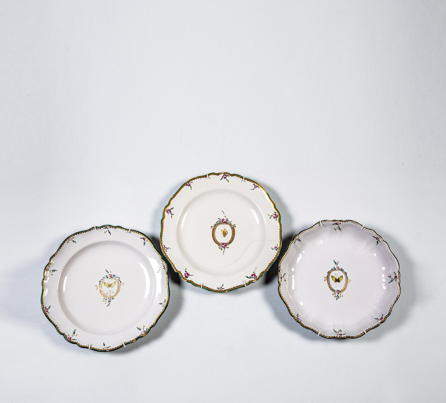 Set of three plates with butterfly