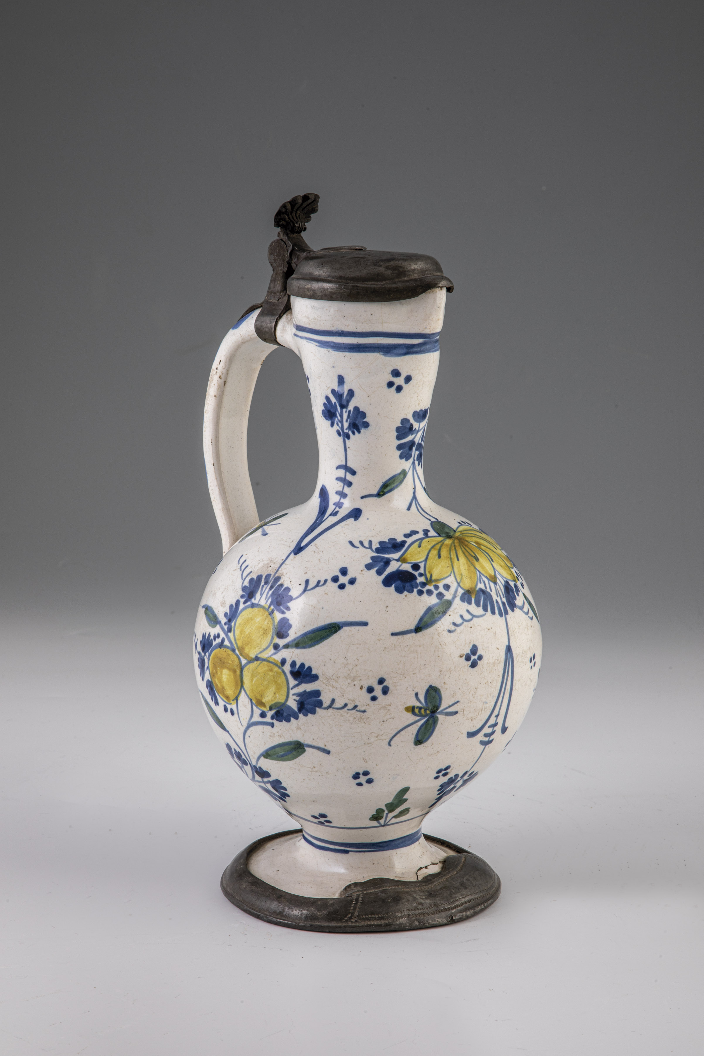 Narrow neck jug with flower branches and insects - Image 2 of 2