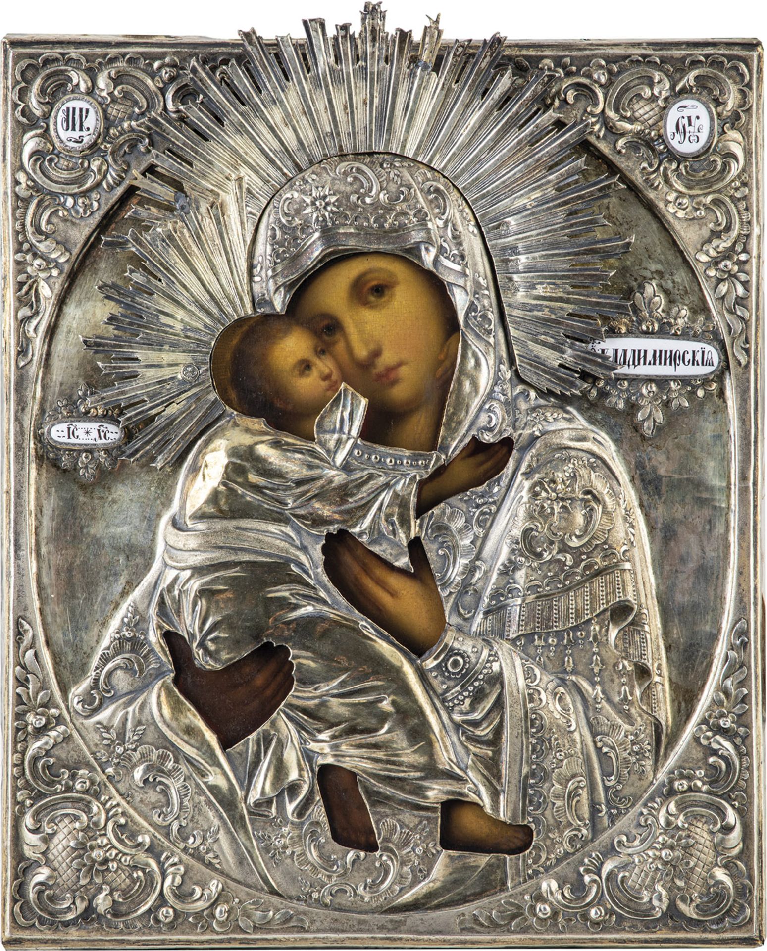 Gottesmutter von Wladimir (Wladimirskaja) mit vergoldetem Silberoklad - Bild 2 aus 2