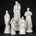 A collection of 5 statues of holy figurines madeÊof white bisque porcelain. (H:57cm)