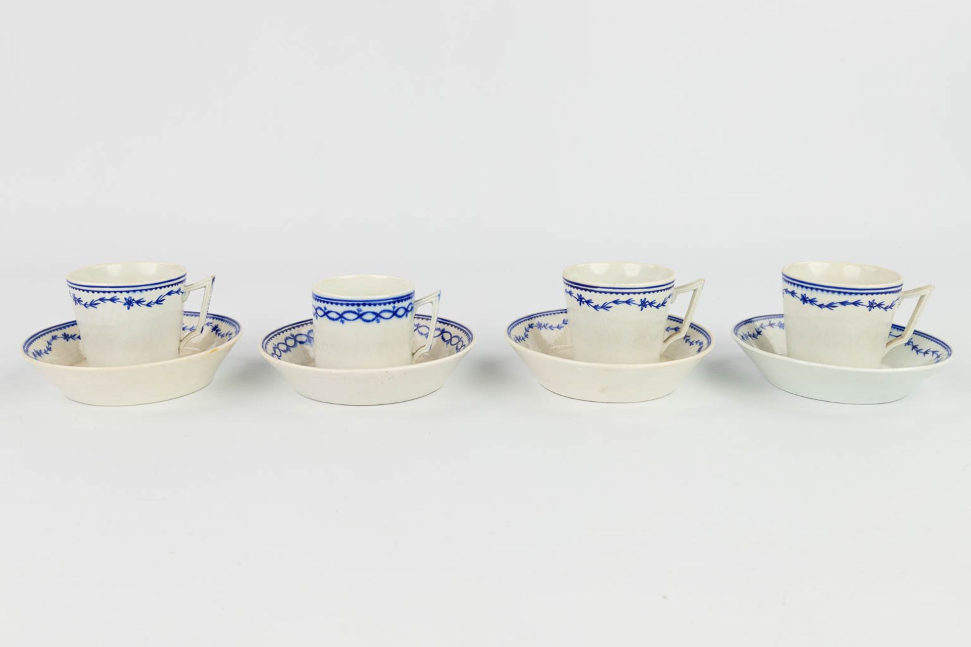 A collection of 3 plates, 4 cups and saucers made in Doornik. The first half of the 19th century. - Image 5 of 12