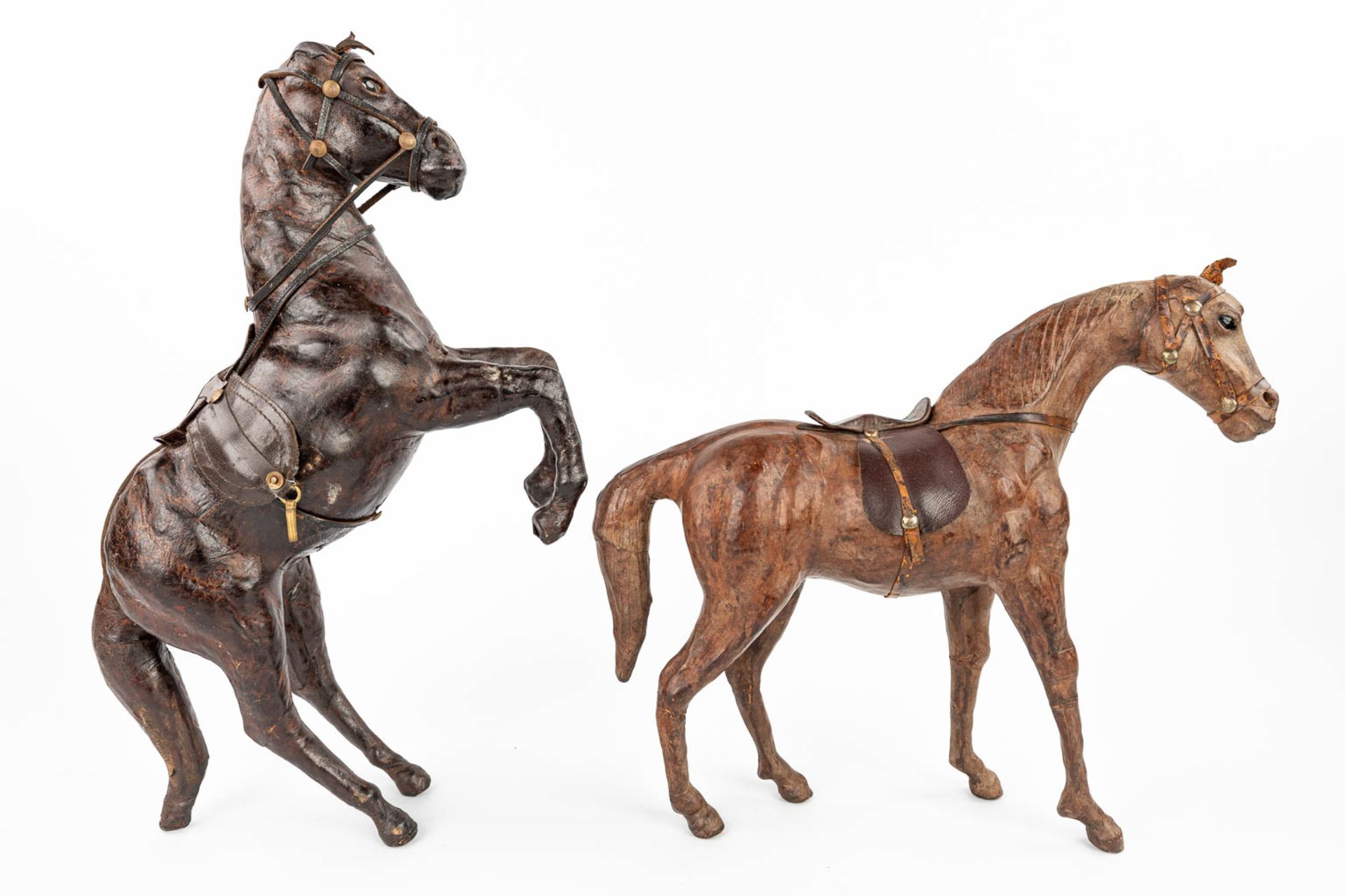 A collection of 15 horses made of Papier MachŽ and finished with leather. (H:30cm) - Image 5 of 11