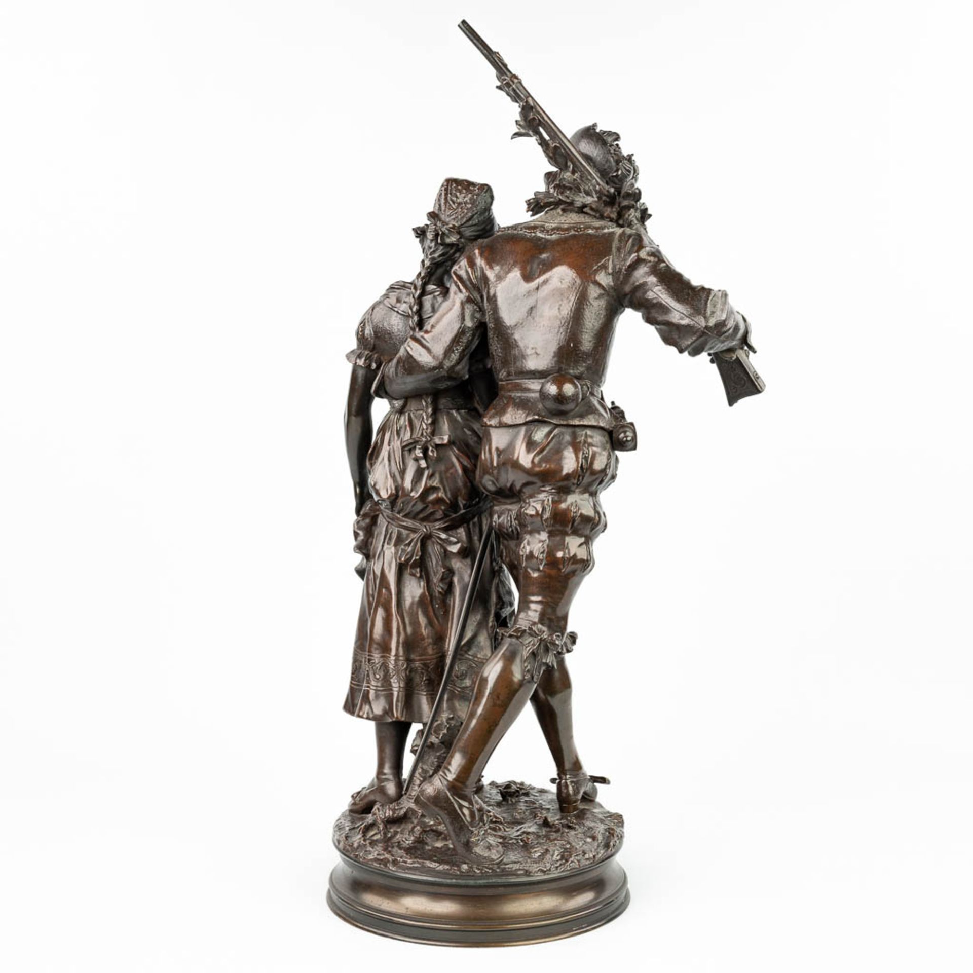 Adrien Etienne GAUDEZ (1845-1902) 'Retour de Chasse' a bronze statue on a revolving base. (H:72cm) - Image 6 of 15