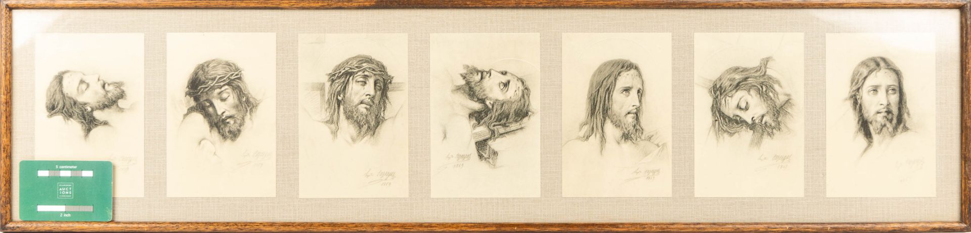 Hippolyte LAZERGES (1817-1887) a 14 piece station of the cross, 'The Face of Christ, 1869'. (H:21cm) - Image 11 of 20