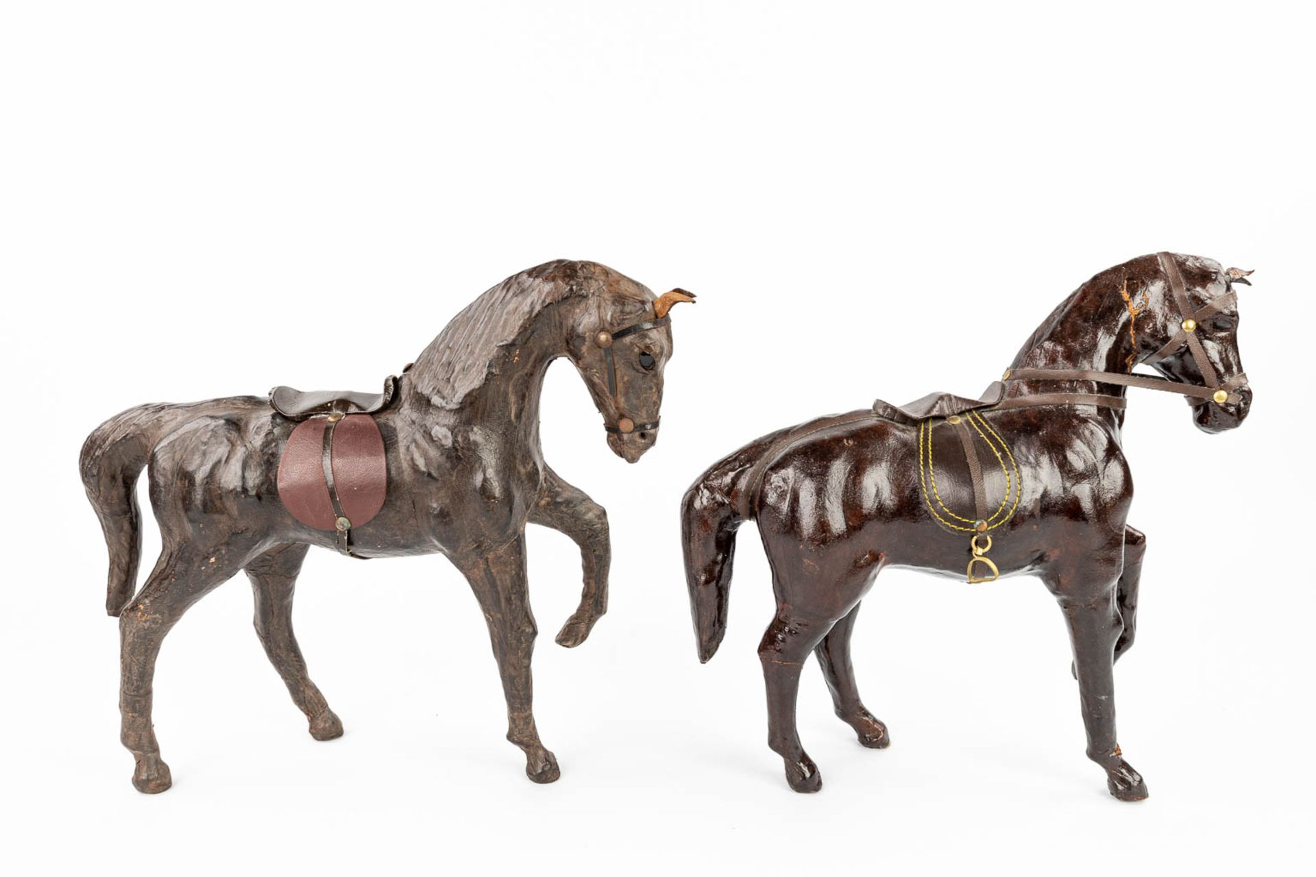 A collection of 15 horses made of Papier MachŽ and finished with leather. (H:30cm) - Image 6 of 11