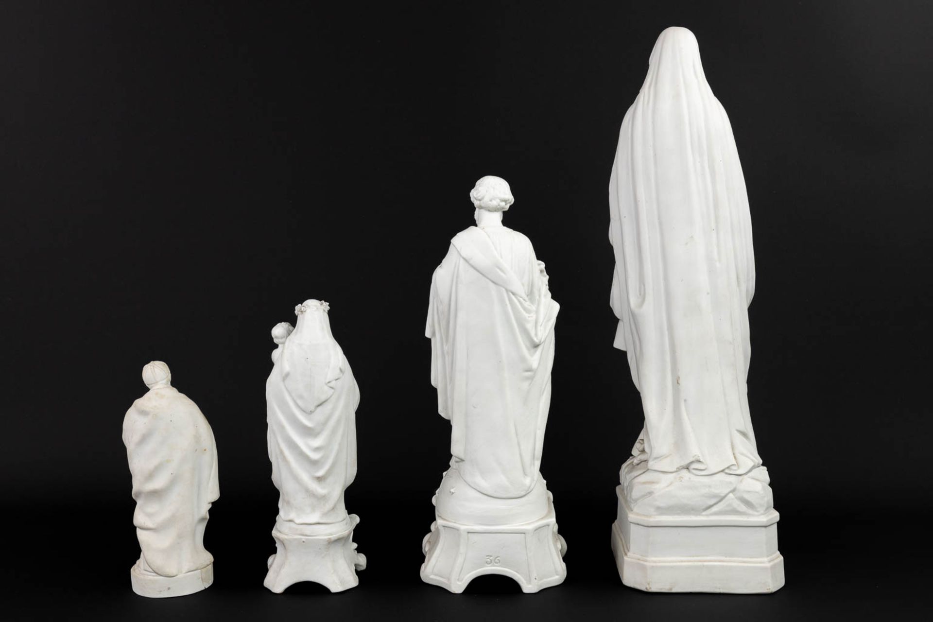 A collection of 4 biscuit porcelain statues of holy figurines. (H:52,5cm) - Image 16 of 16