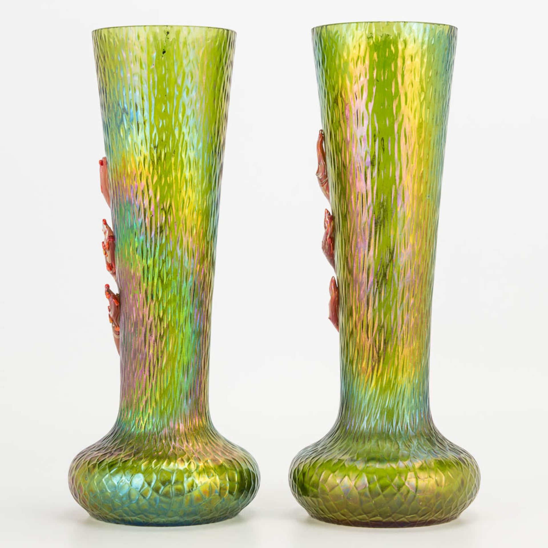 Pallme Kšnig a pair of p‰te de verre vases in art nouveau style. (H:27cm) - Image 10 of 17