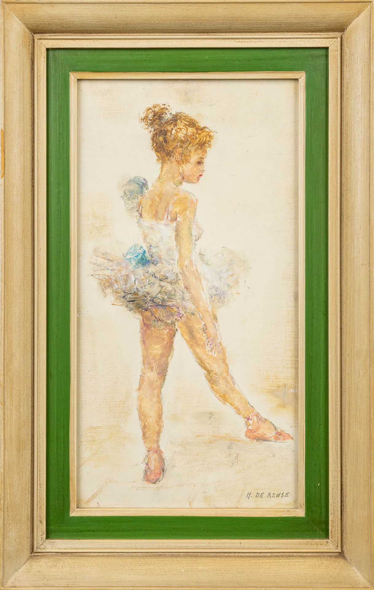Hélène DE REUSE (1892-1979) 'Ballerina' a painting, oil on canvas. (18 x 34 cm) - Image 5 of 6