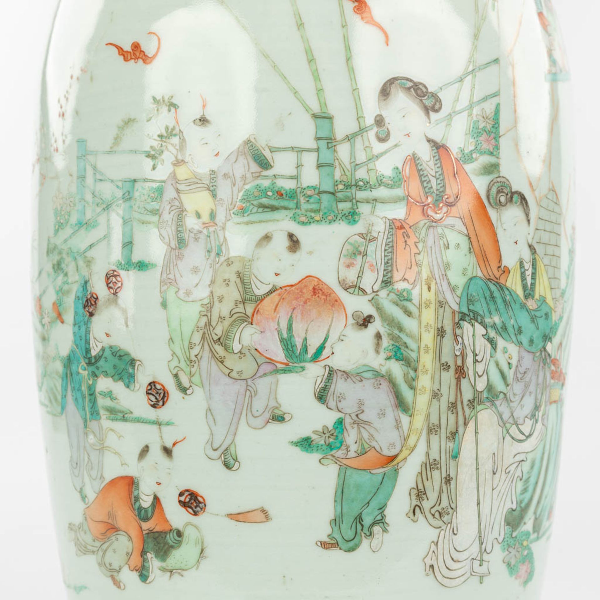 A Chinese vase made of porcelain and decorated with ladies. (H:57,5cm) - Image 10 of 13