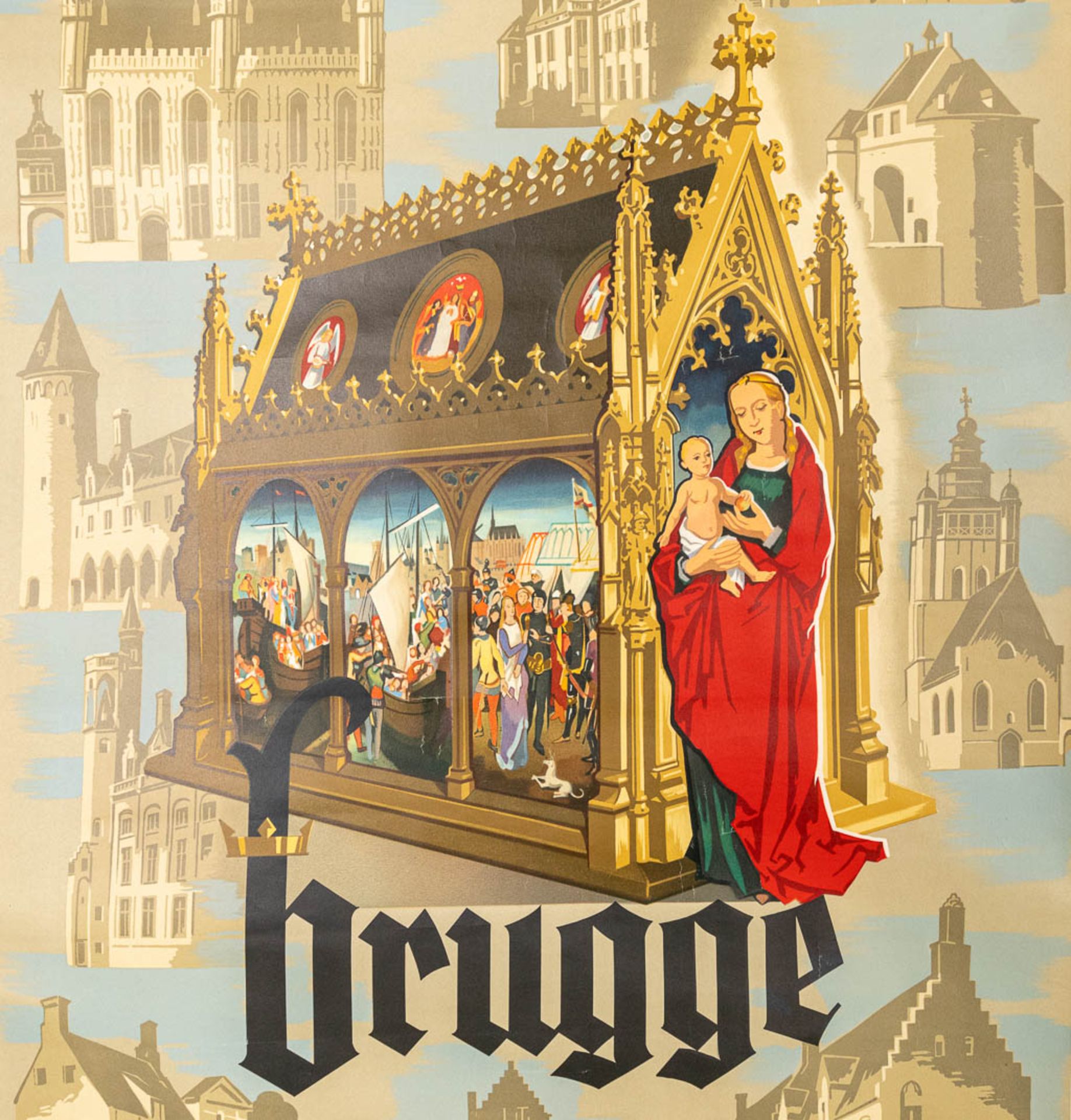 A collection of 3 vintage postersÊ'Brugge' - 'Brugge Heilig Bloed Spel' 'Men bereikt het best Brugge - Bild 15 aus 20