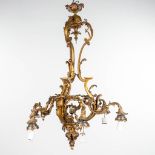 A large chandelier made of bronze in Louis XV style and finished with glass shades. (H:103cm)