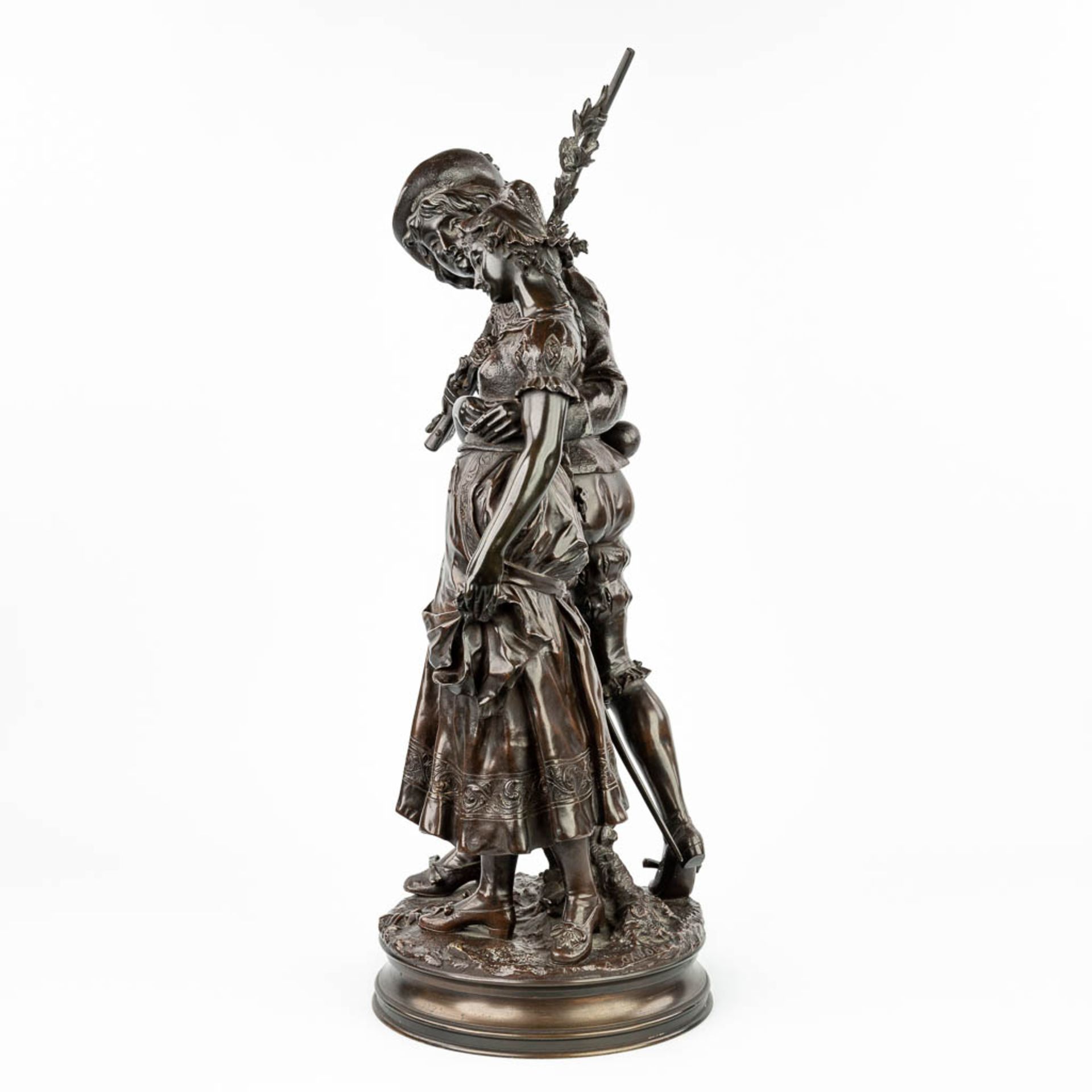 Adrien Etienne GAUDEZ (1845-1902) 'Retour de Chasse' a bronze statue on a revolving base. (H:72cm) - Image 7 of 15