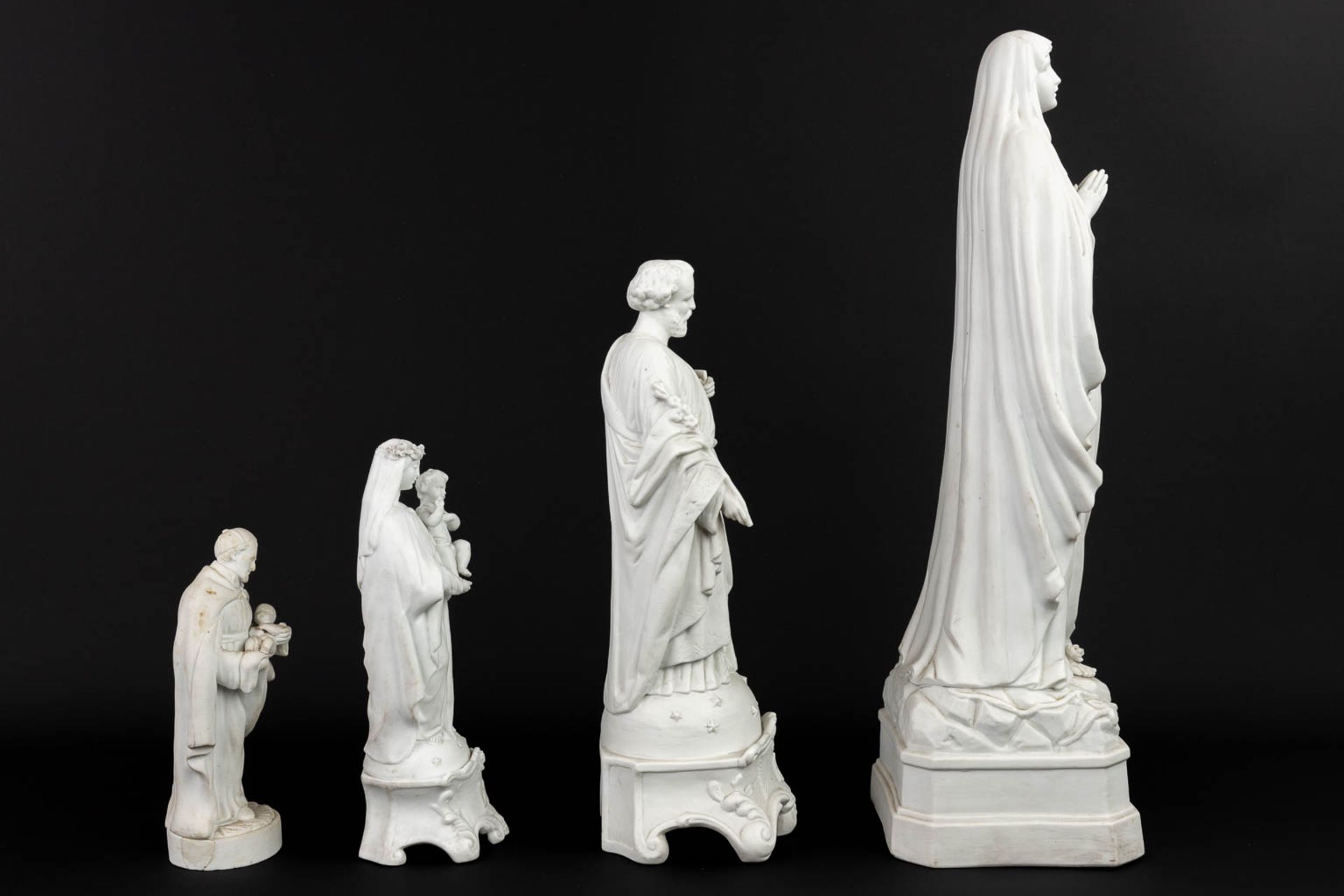 A collection of 4 biscuit porcelain statues of holy figurines. (H:52,5cm) - Image 4 of 16