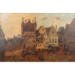 Jan Jacob CROEGAERT VAN BREE (1818-1897) 'The first city hall of Antwerpen' a painting oil on panel.