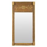 An antique 'Trumeau' mirror with mercury mirror glass. 19th century. (H:85cm)