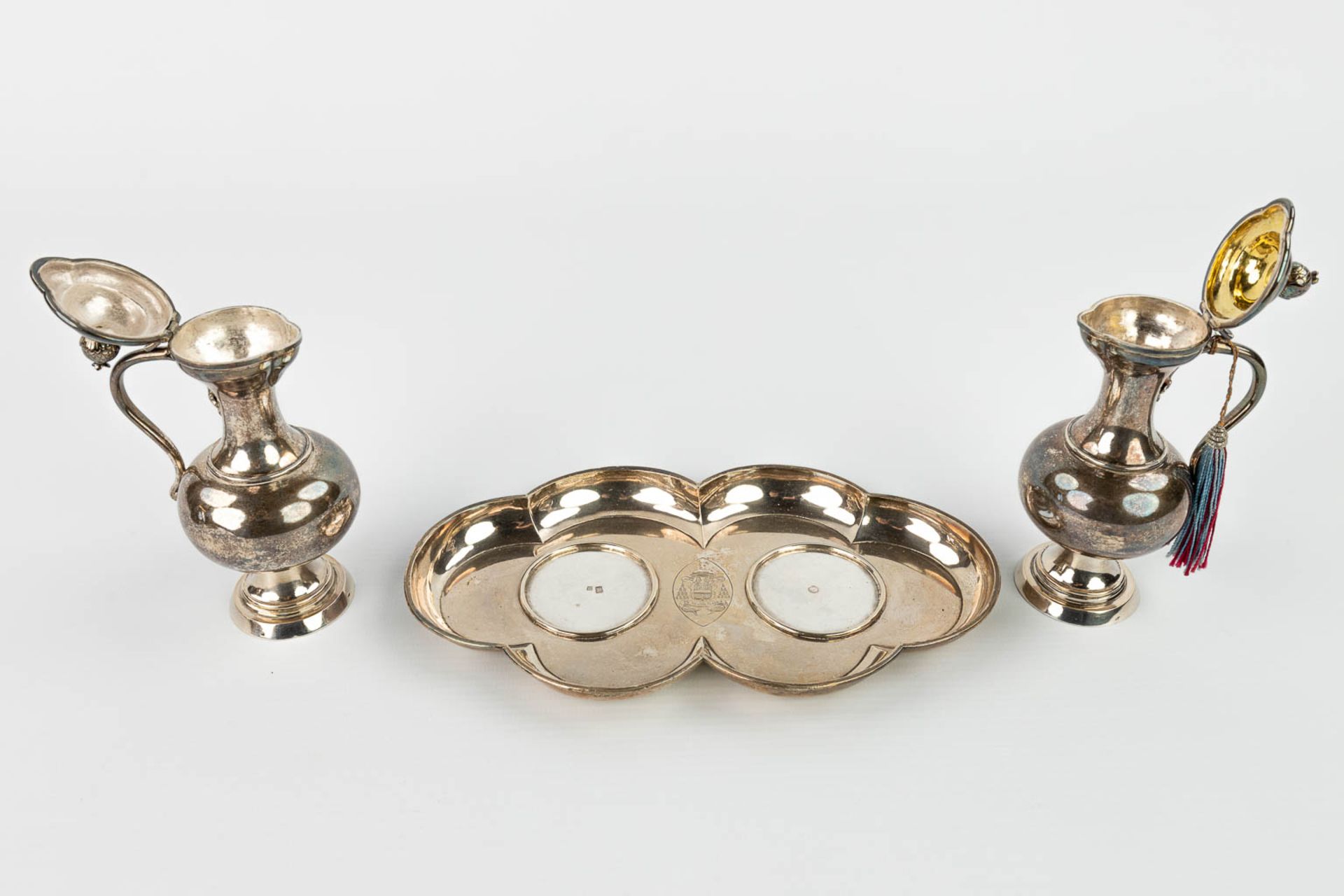 A collection of silver and silver plated items: Chrismatorium, Staff of Our Lady, Two crowns and a p - Image 6 of 19