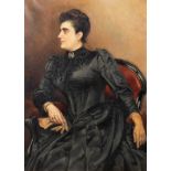 Léon PHILIPPET (1843-1906) 'Portrait of Pauline' a painting, oil on canvas. (80 x 112 cm)