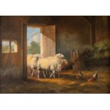 Eugne VERBOECKHOVEN (1798/99-1881)(attr.) 'Sheep in a barn' a painting, oil on panel. (35 x 25 cm)