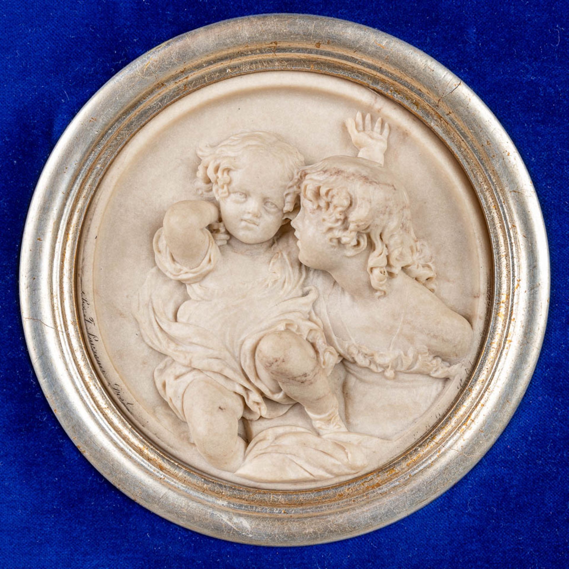 Edward William WYON (1811-1885)(attr.) A plaque made of sculptured marble with a bronze coin. - Image 7 of 8