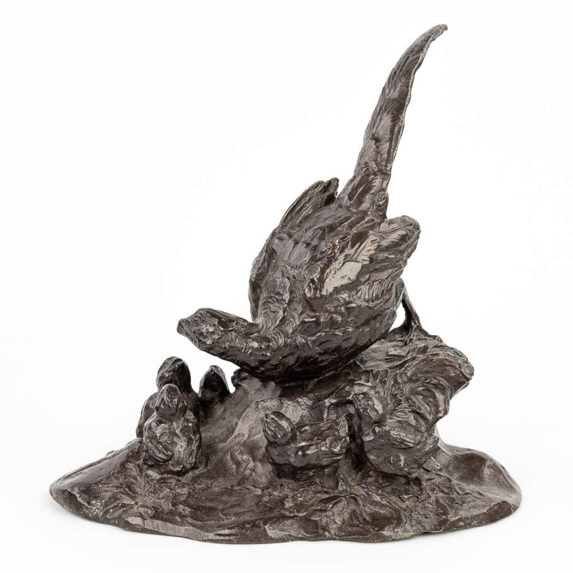 A bronze figurine of a pheasant with youngs, made of bronze. (H:22,5cm) - Image 4 of 11