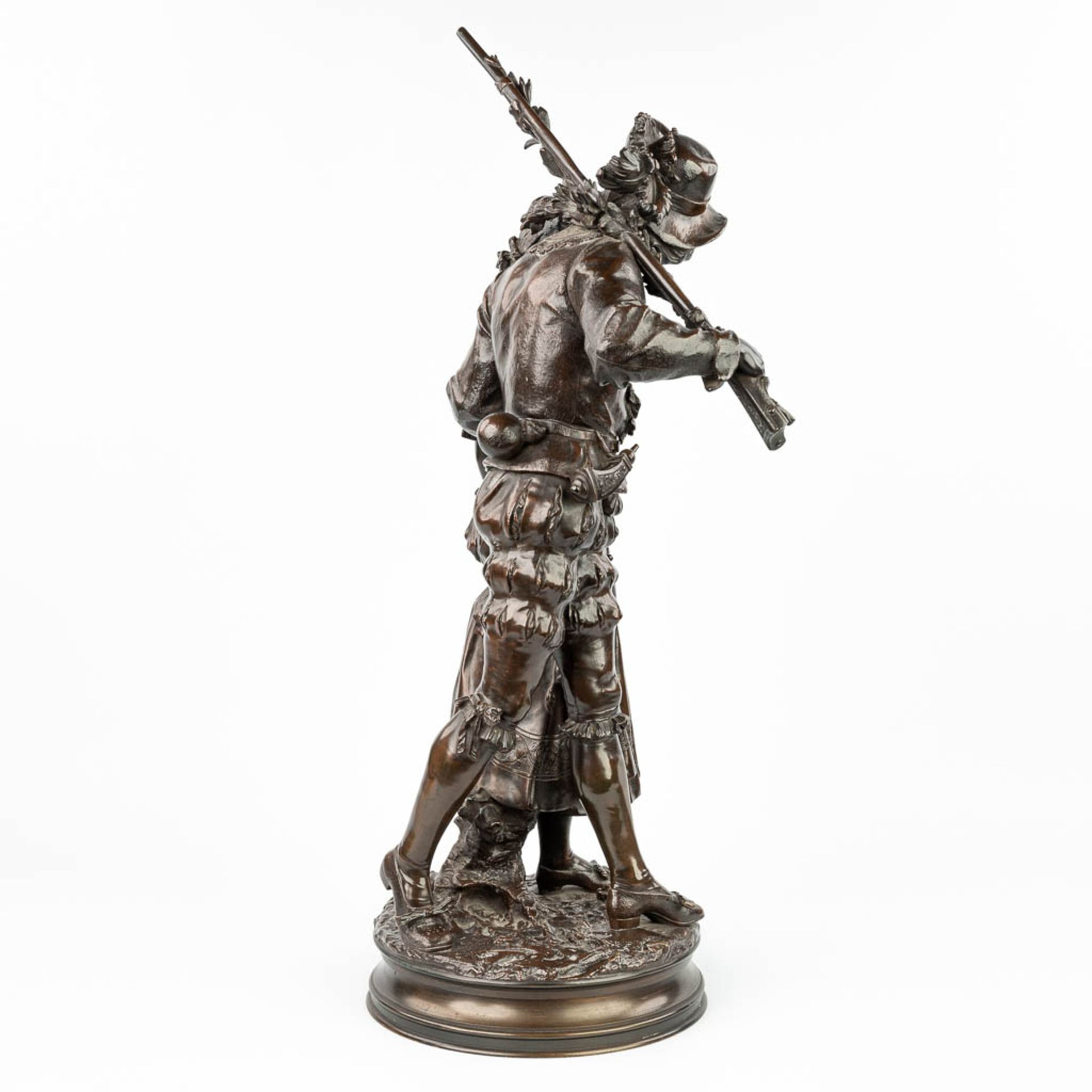 Adrien Etienne GAUDEZ (1845-1902) 'Retour de Chasse' a bronze statue on a revolving base. (H:72cm) - Image 3 of 15