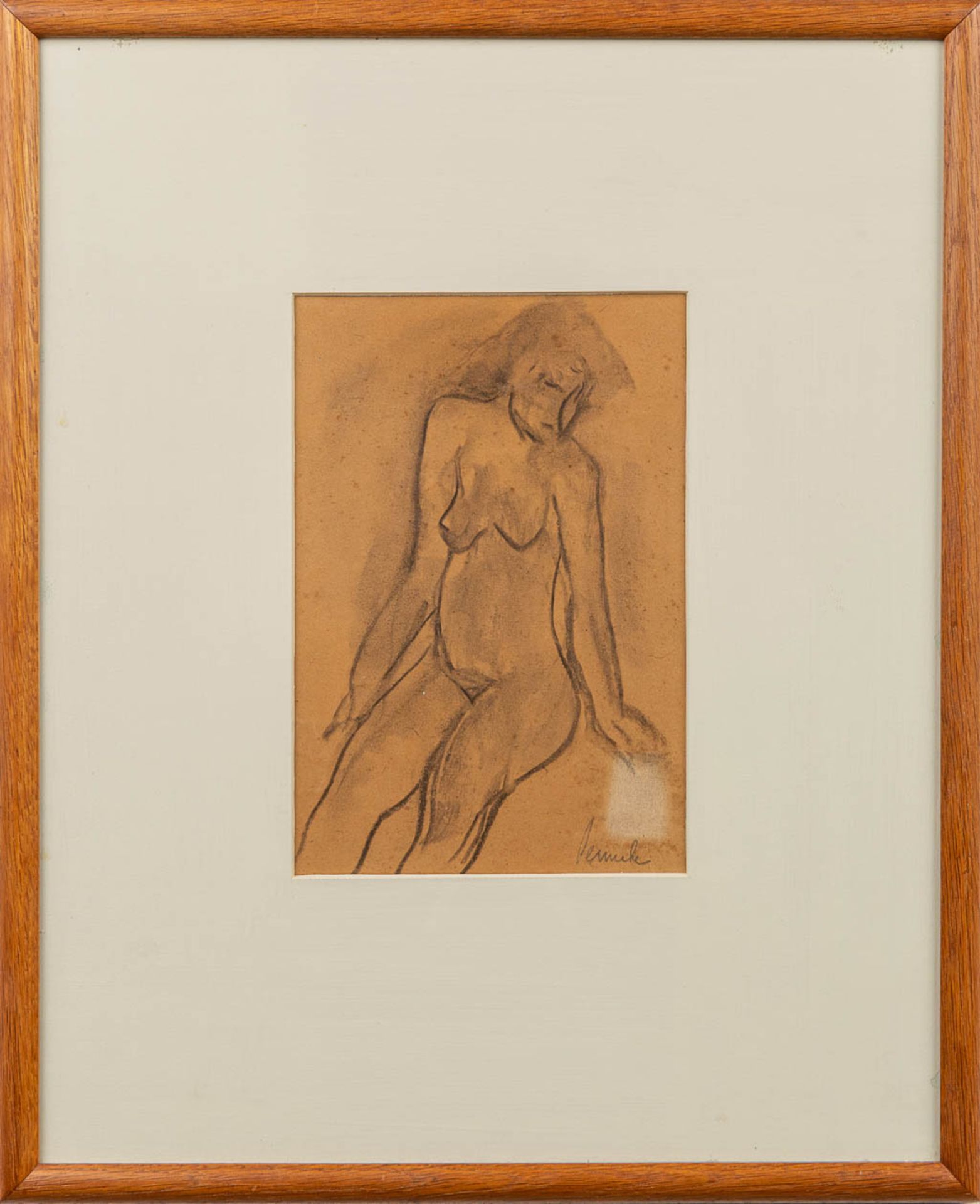 Constant PERMEKE (1886-1952) 'sitting naked' a drawing, pencil on paper. (17 x 25 cm) - Image 2 of 10