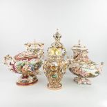 A collection of 6 vases and pots made of glazed faience by Capodimonte in Italy. (H:66cm)