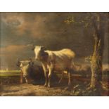 Jan II Baptist KOBELL (1778-1814) a painting of 2 cows, oil on panel. (20,5 x 16,5 cm)