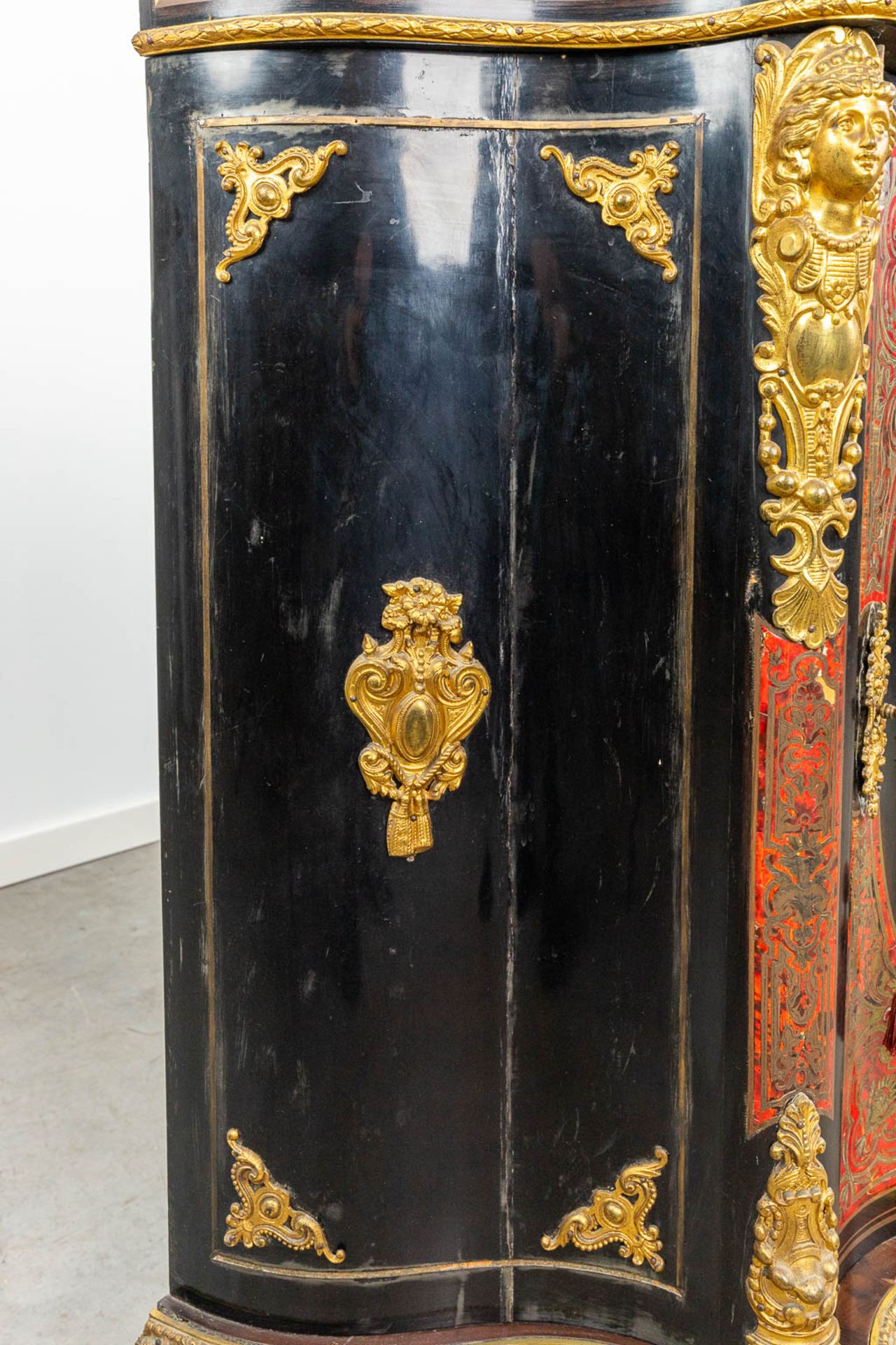 A cabinet with marble top made in Napoleon 3 style, mounted with bronze and finished with boulle tor - Image 8 of 18