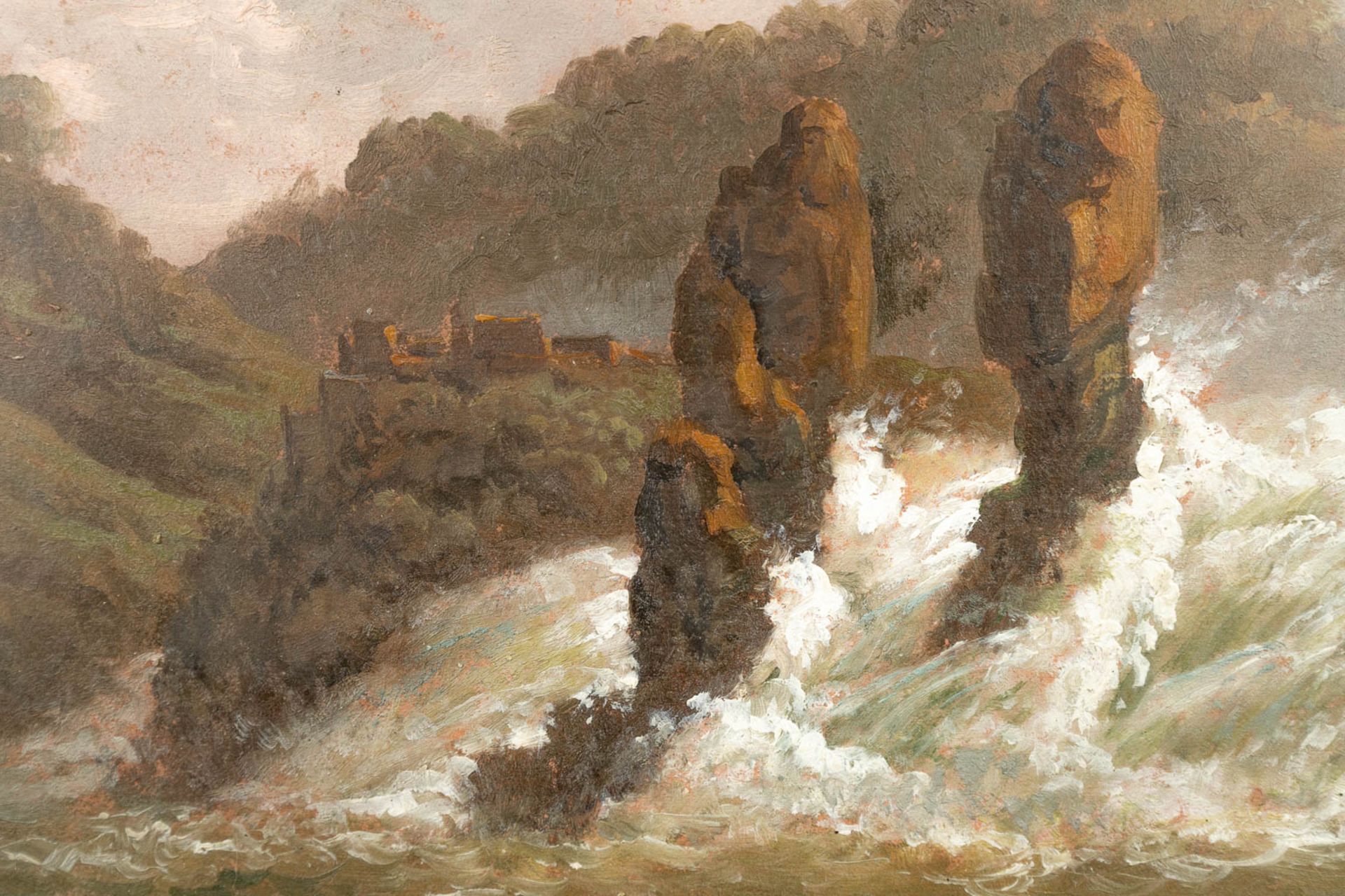 Henri VAN ASSCHE (1774-1841) 'The Waterfall' a painting, oil on paper. (26 x 20 cm) - Image 5 of 7