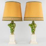 A pair of mid-century table lamps made of alabaster with grapes. Made in Italy. (H:46cm)