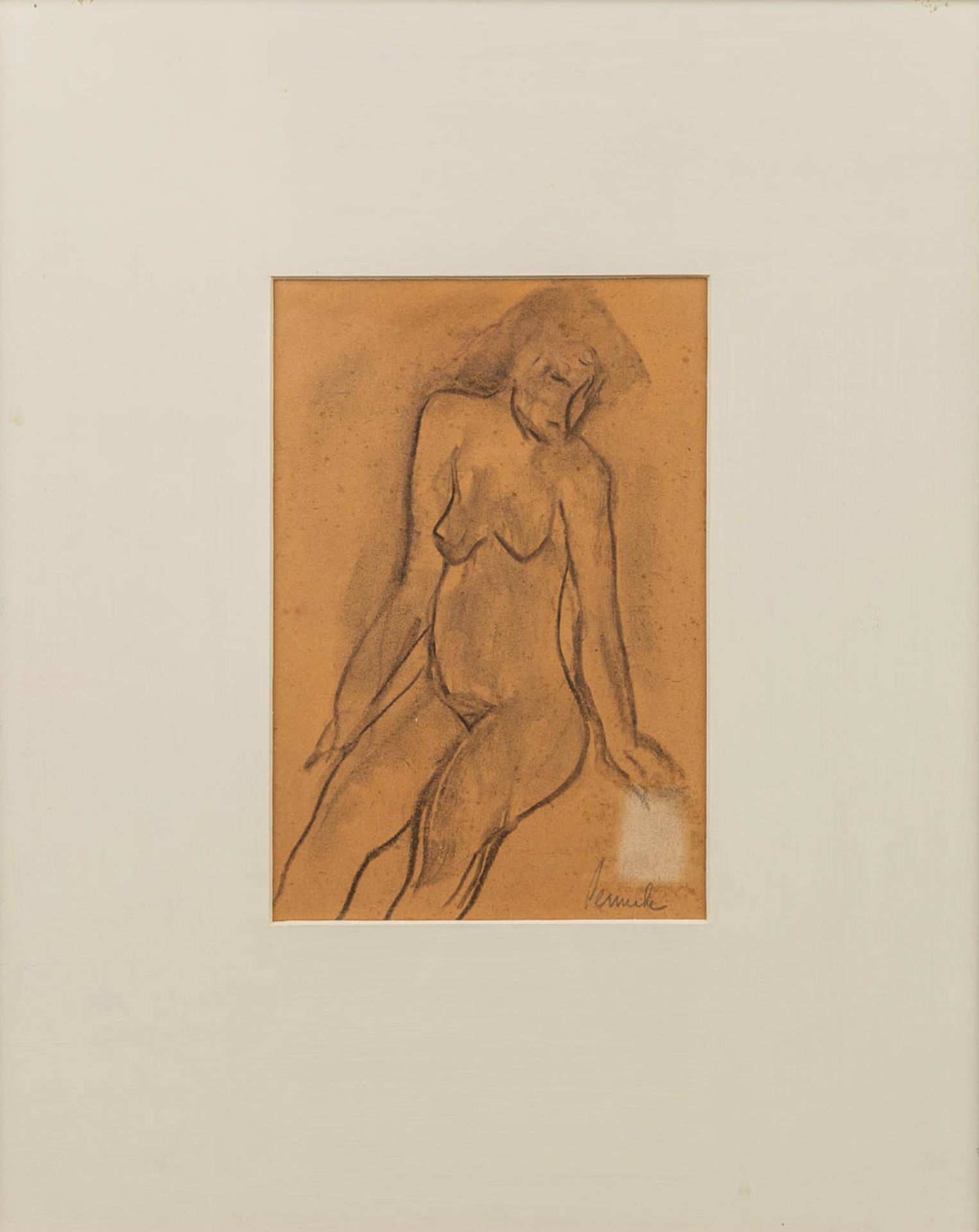 Constant PERMEKE (1886-1952) 'sitting naked' a drawing, pencil on paper. (17 x 25 cm) - Image 3 of 10