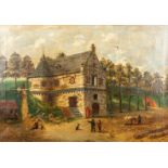 Jan Jacob CROEGAERT VAN BREE (1818-1897) 'Toll house' a painting, oil on canvas. (66 x 48 cm)