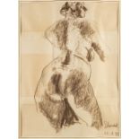 Armand BLONDEEL (1928) 'Naakt' a charcoal drawing of a naked figurine, 1955. (52 x 71 cm)