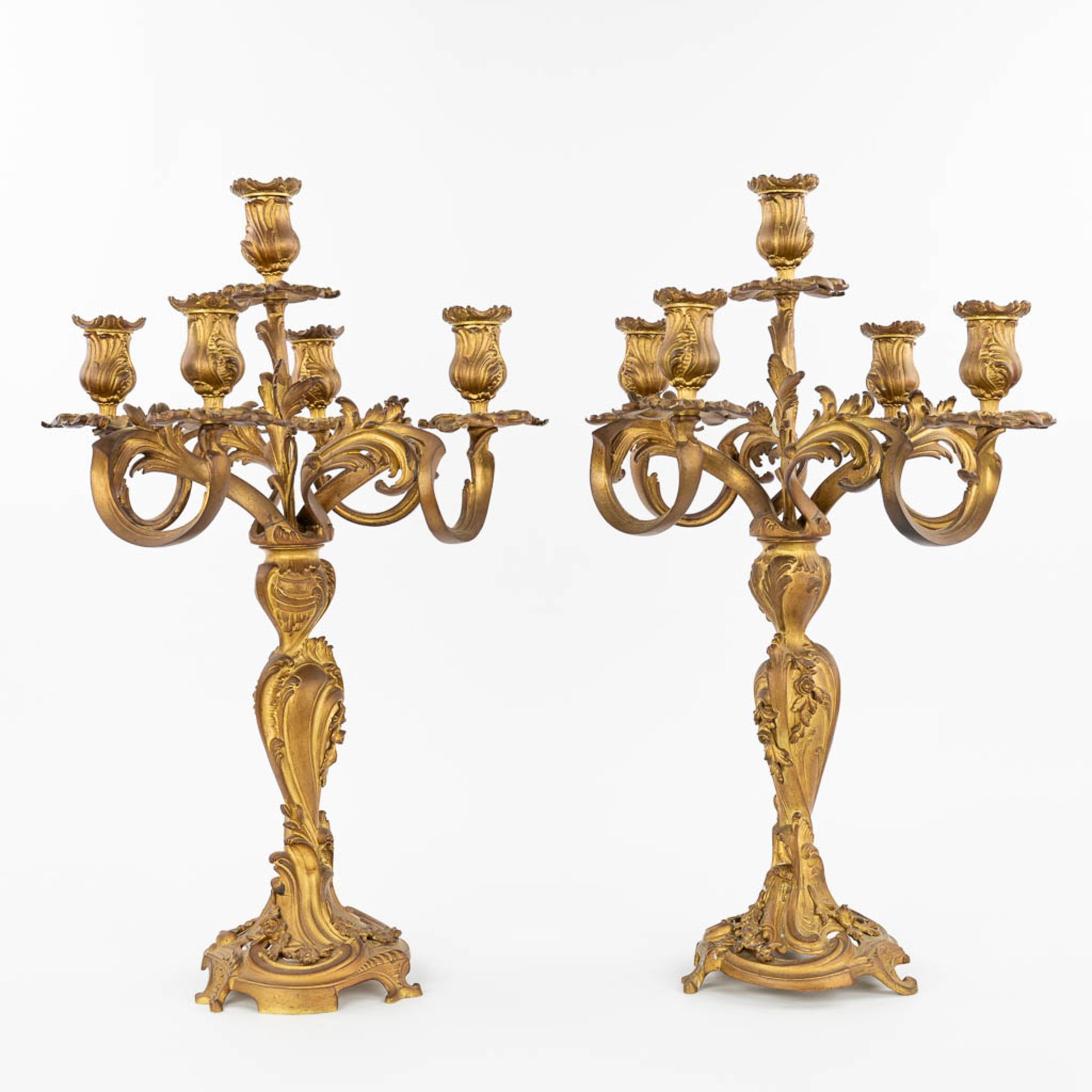 A pair of candelabra made of gilt bronze in Rococo style. (H:58cm) - Image 10 of 10