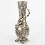 A vase decorated with putti and made of silver-plated metal in art nouveau style. Marked WMF. (H:19c