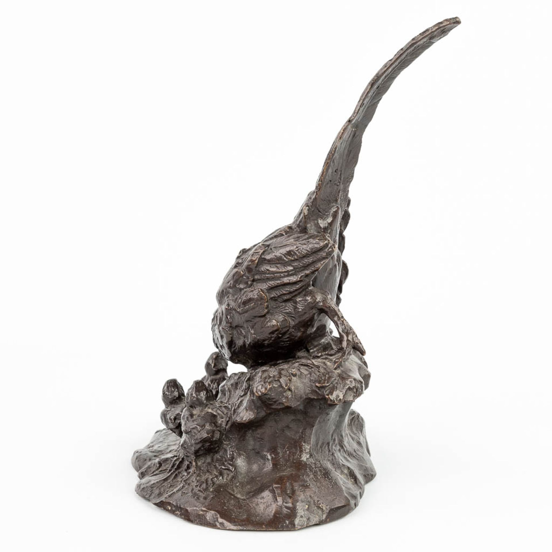 A bronze figurine of a pheasant with youngs, made of bronze. (H:22,5cm) - Image 2 of 11