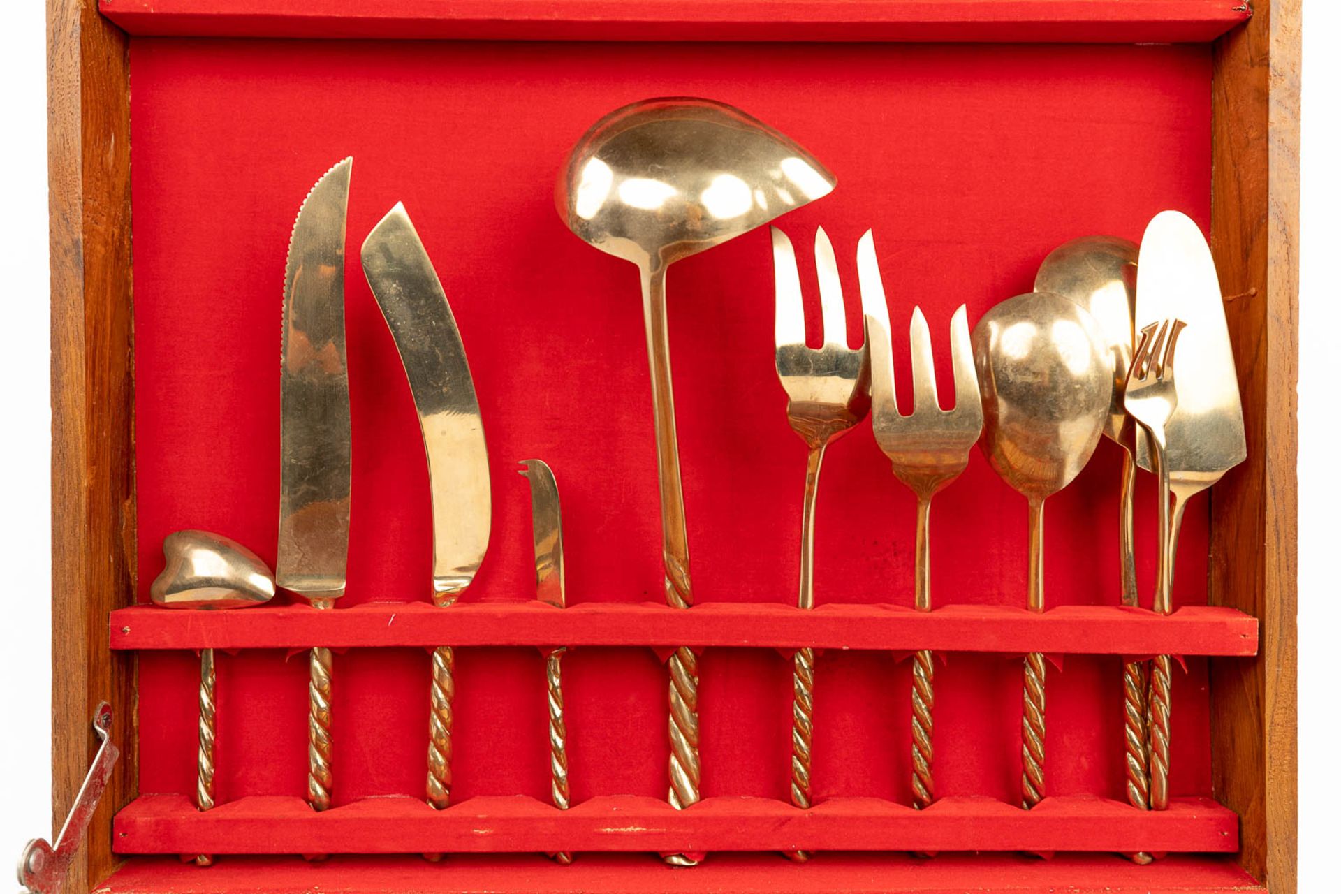 A cutlery case with gold-plated cutlery in a wood box. (H:10cm) - Image 7 of 12