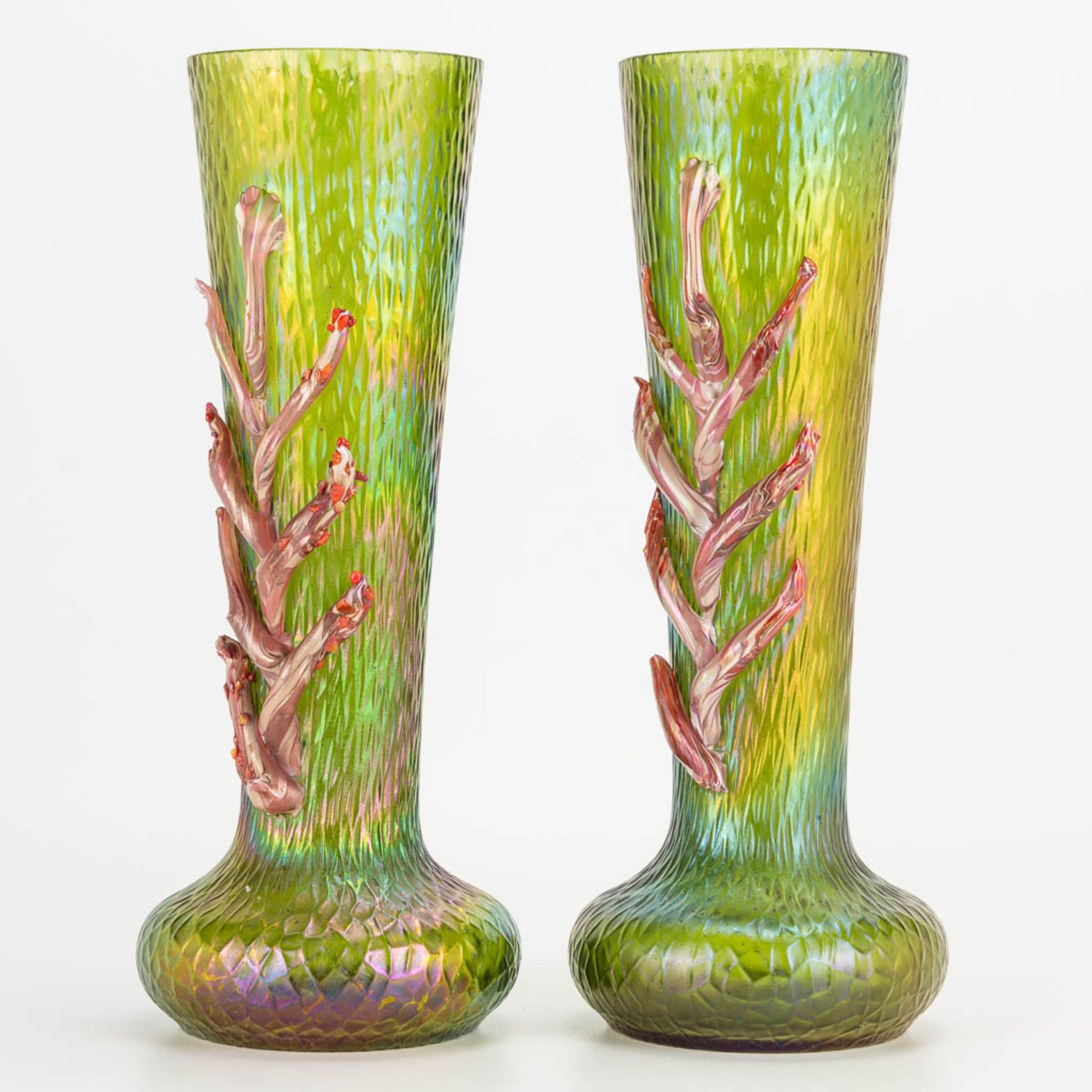 Pallme Kšnig a pair of p‰te de verre vases in art nouveau style. (H:27cm) - Image 5 of 17