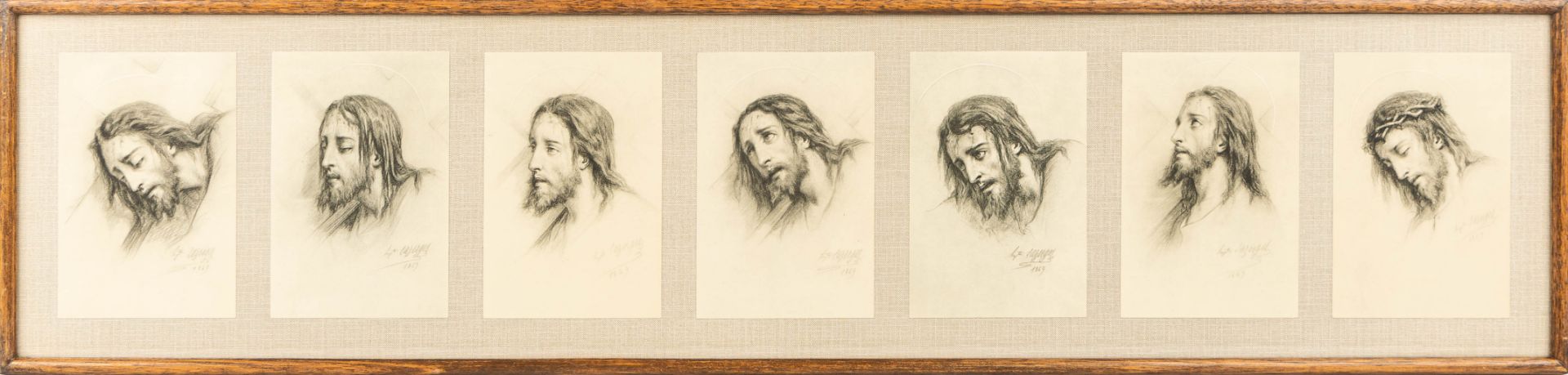 Hippolyte LAZERGES (1817-1887) a 14 piece station of the cross, 'The Face of Christ, 1869'. (H:21cm) - Image 20 of 20