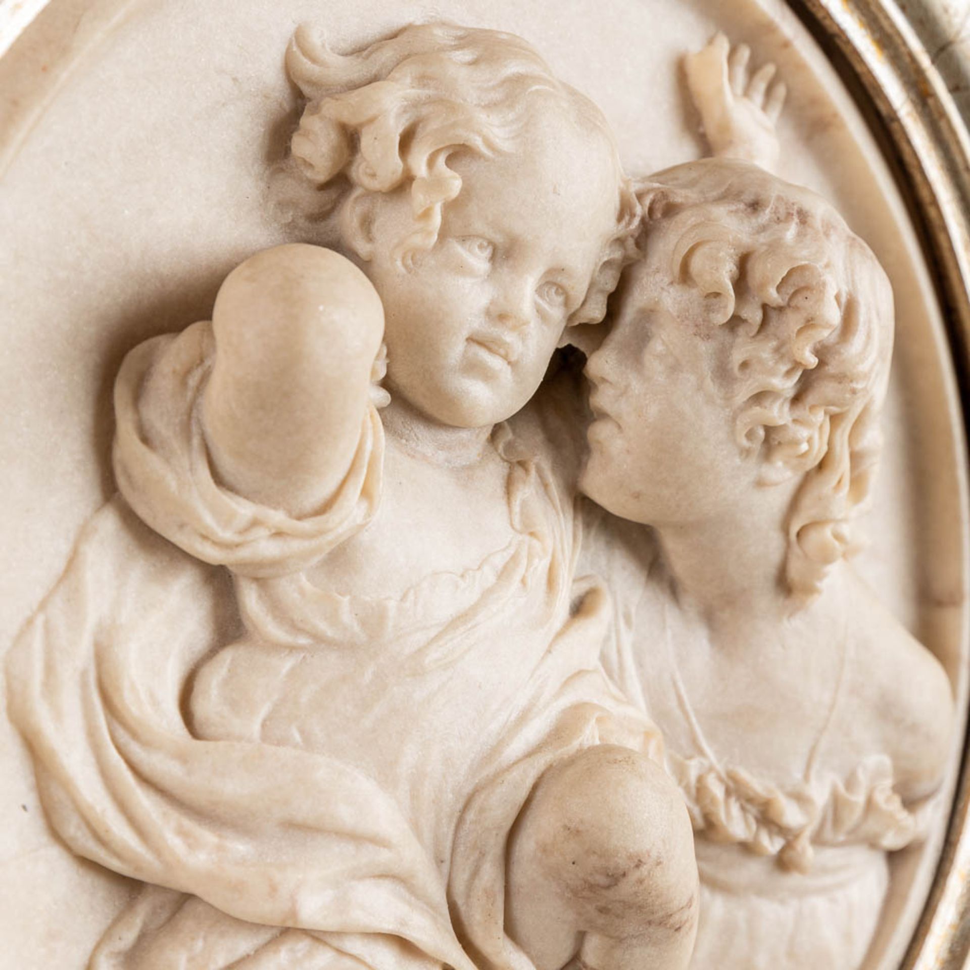 Edward William WYON (1811-1885)(attr.) A plaque made of sculptured marble with a bronze coin. - Image 3 of 8