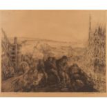 Jacques BOONEN (1911-1968) 'Graafwerken' an etching, 1933. (65 x 53 cm)
