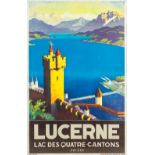 Otto LANDOLT (1889-1951) 'Lucerne, lac des quatre-cantons' a vintage poster. (H:101cm)